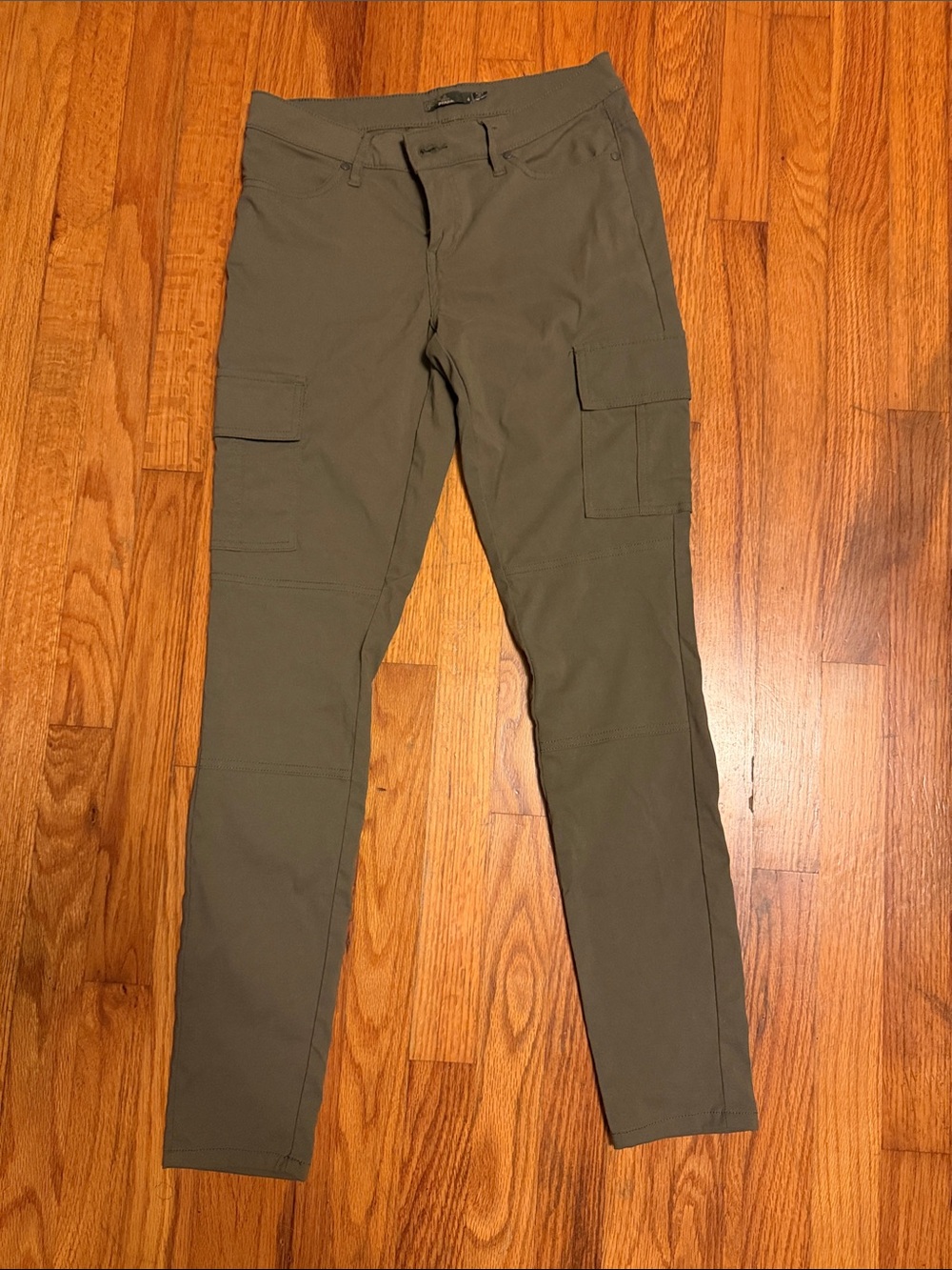 Prana Meme Pant: olive slim stretch hiking pants